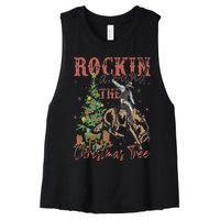 Rockin' Around The Christmas Tree Cowboy Santa Ride Horse Women's Racerback Cropped Tank