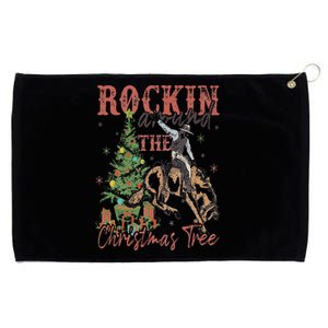 Rockin' Around The Christmas Tree Cowboy Santa Ride Horse Grommeted Golf Towel