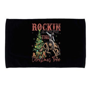 Rockin' Around The Christmas Tree Cowboy Santa Ride Horse Microfiber Hand Towel