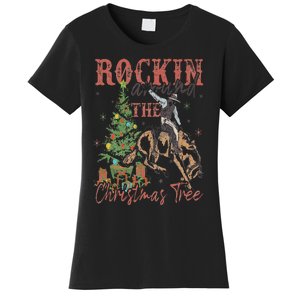 Rockin' Around The Christmas Tree Cowboy Santa Ride Horse Women's T-Shirt