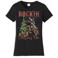 Rockin' Around The Christmas Tree Cowboy Santa Ride Horse Women's T-Shirt