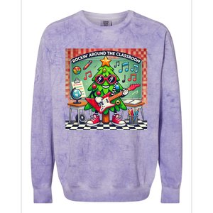 Rockin Around The Classroom Fun Christmas Tree For Teachers Gift Colorblast Crewneck Sweatshirt