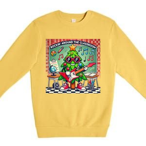 Rockin Around The Classroom Fun Christmas Tree For Teachers Gift Premium Crewneck Sweatshirt