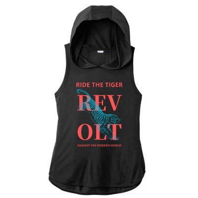 Revolt Against The Modern World Ride The Tiger Julius Evola Ladies PosiCharge Tri-Blend Wicking Draft Hoodie Tank