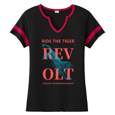 Revolt Against The Modern World Ride The Tiger Julius Evola Ladies Halftime Notch Neck Tee