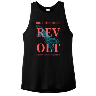 Revolt Against The Modern World Ride The Tiger Julius Evola Ladies PosiCharge Tri-Blend Wicking Tank