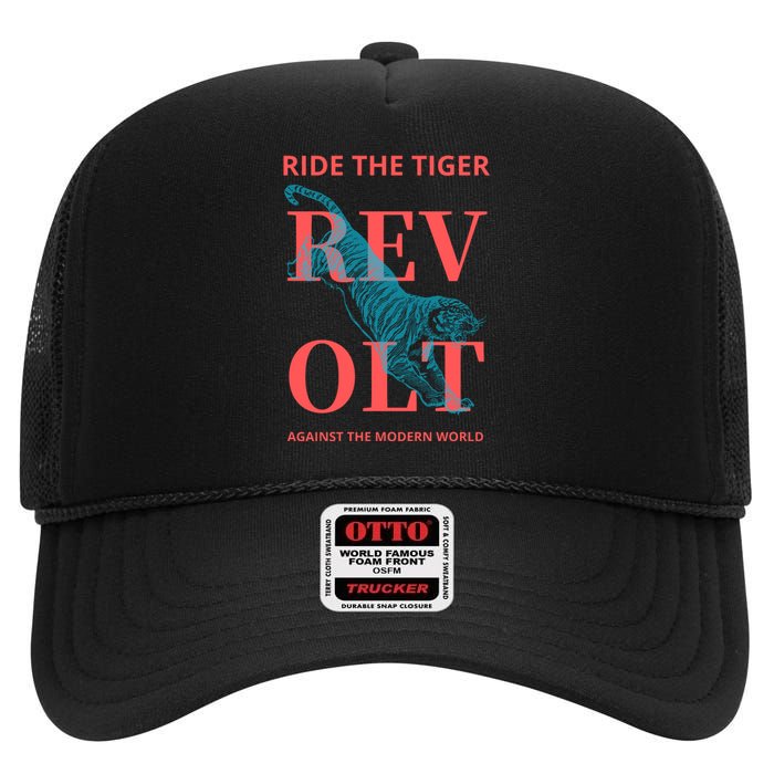 Revolt Against The Modern World Ride The Tiger Julius Evola High Crown Mesh Back Trucker Hat