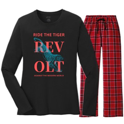 Revolt Against The Modern World Ride The Tiger Julius Evola Women's Long Sleeve Flannel Pajama Set 