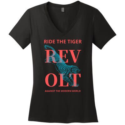 Revolt Against The Modern World Ride The Tiger Julius Evola Women's V-Neck T-Shirt