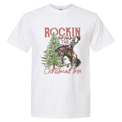 Rocking Around The Christmas Tree Bucking Horse Holiday Garment-Dyed Heavyweight T-Shirt