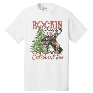 Rocking Around The Christmas Tree Bucking Horse Holiday Tall T-Shirt