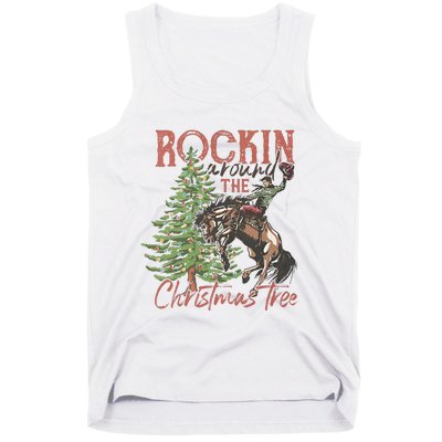 Rocking Around The Christmas Tree Bucking Horse Holiday Tank Top