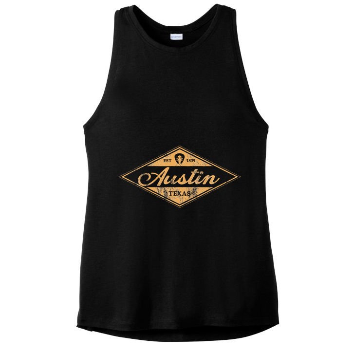 Retro Austin Texas Vintage Guitar Graphic Music Souvenir Ladies PosiCharge Tri-Blend Wicking Tank