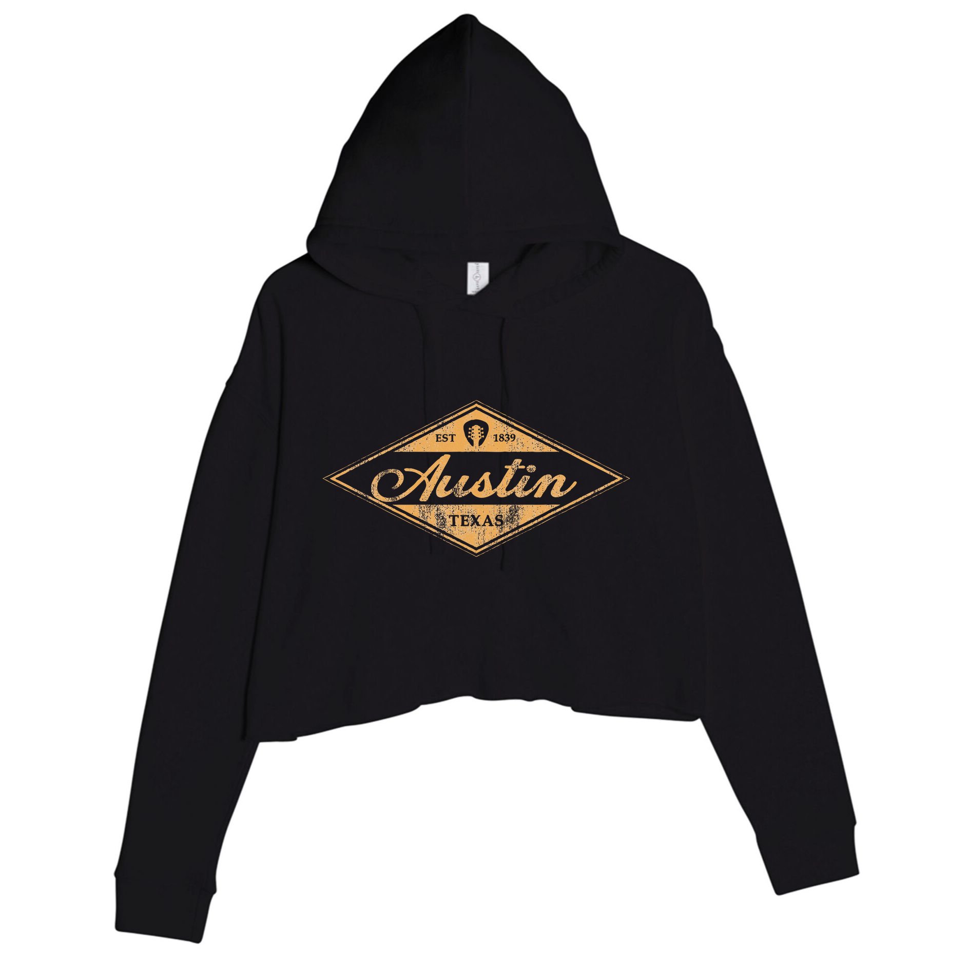 Retro Austin Texas Vintage Guitar Graphic Music Souvenir Crop Fleece Hoodie