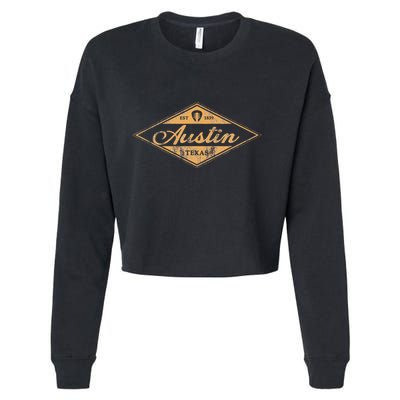 Retro Austin Texas Vintage Guitar Graphic Music Souvenir Cropped Pullover Crew