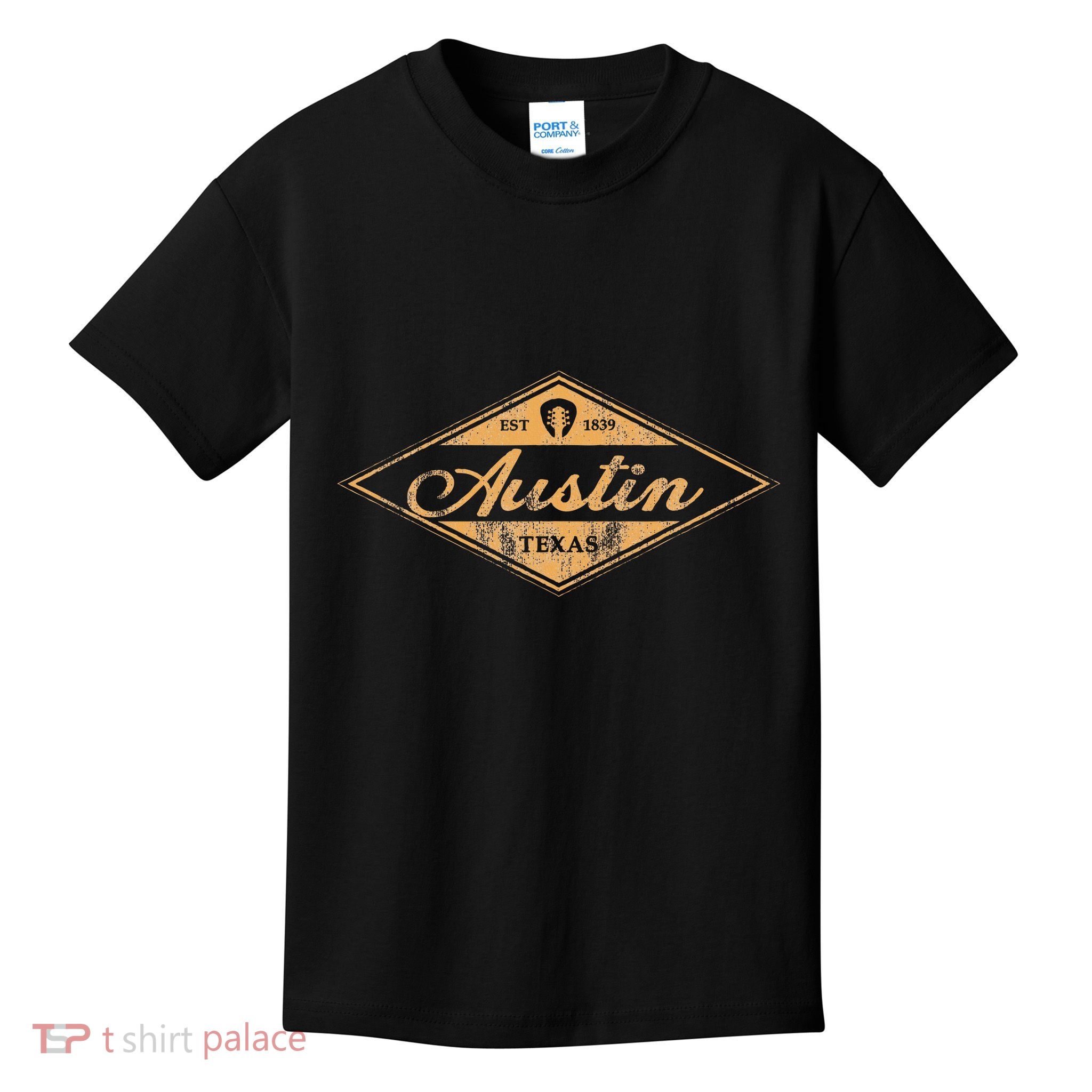 Retro Austin Texas Vintage Guitar Graphic Music Souvenir Kids T-Shirt