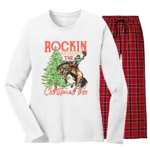 Rocking Around The Christmas Tree Christmas Cow Horse Women's Long Sleeve Flannel Pajama Set 