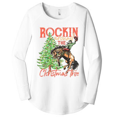 Rocking Around The Christmas Tree Christmas Cow Horse Women's Perfect Tri Tunic Long Sleeve Shirt