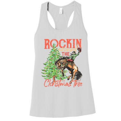 Rocking Around The Christmas Tree Christmas Cow Horse Women's Racerback Tank