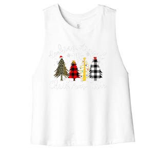 Rocking Around The Christmas Tree Buffalo Plaid Christmas Women's Racerback Cropped Tank