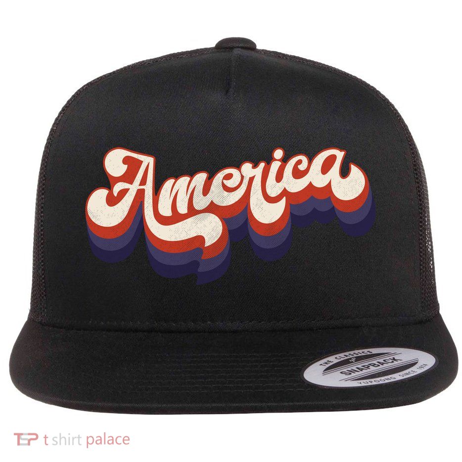 Retro America USA Vintage 4th Of July Flatbill Hat