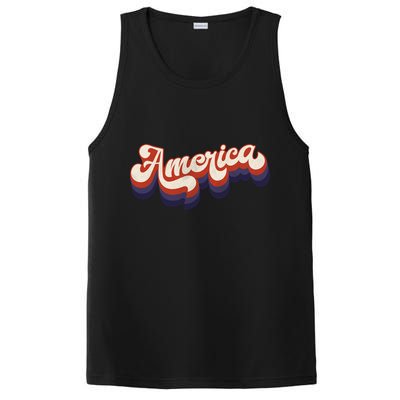 Retro America USA Vintage 4th Of July PosiCharge Competitor Tank
