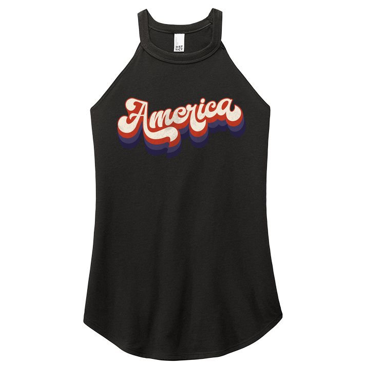 Retro America USA Vintage 4th Of July Women's Perfect Tri Rocker Tank