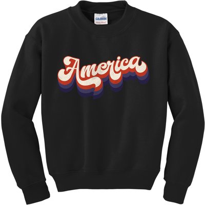 Retro America USA Vintage 4th Of July Kids Sweatshirt