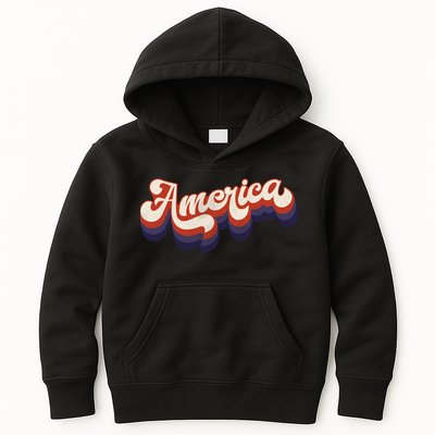 Retro America USA Vintage 4th Of July Kids Hoodie
