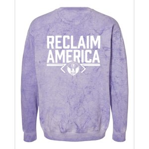 Reclaim America USA Eagle Republican Conservative (On Back) Colorblast Crewneck Sweatshirt