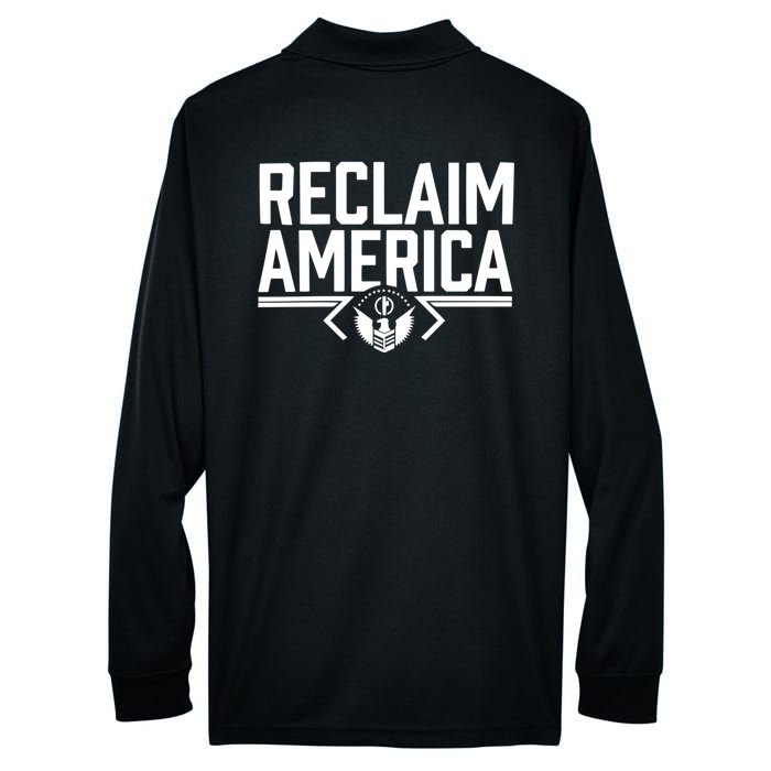 Reclaim America USA Eagle Republican Conservative (On Back) Performance Long Sleeve Polo