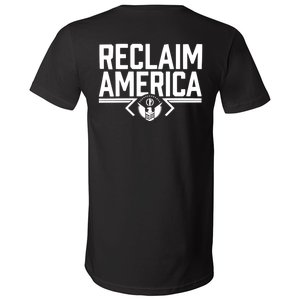 Reclaim America USA Eagle Republican Conservative (On Back) V-Neck T-Shirt