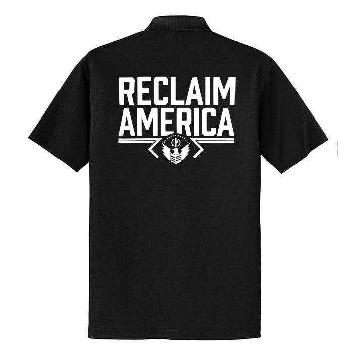 Reclaim America USA Eagle Republican Conservative (On Back) Dry Zone Grid Polo