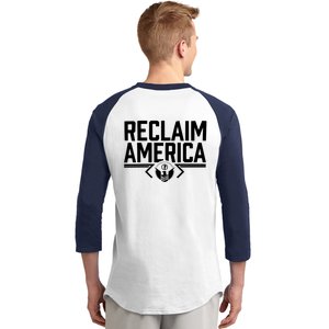 Reclaim America USA Eagle Republican Conservative (On Back) Baseball Sleeve Shirt