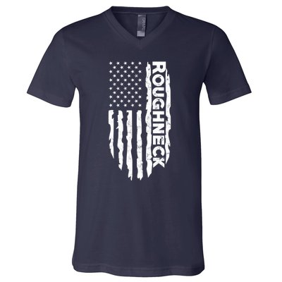 Roughneck - American US Flag Oilfield Patriot V-Neck T-Shirt