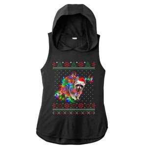 Raccoon Animal Ugly Sweater Christmas Puppy Animal Lover Cute Gift Ladies PosiCharge Tri-Blend Wicking Draft Hoodie Tank