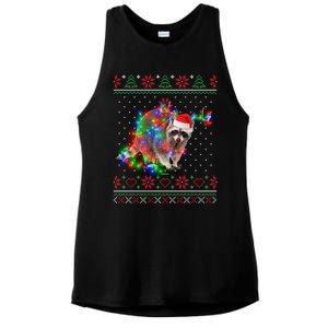 Raccoon Animal Ugly Sweater Christmas Puppy Animal Lover Cute Gift Ladies PosiCharge Tri-Blend Wicking Tank