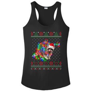 Raccoon Animal Ugly Sweater Christmas Puppy Animal Lover Cute Gift Ladies PosiCharge Competitor Racerback Tank