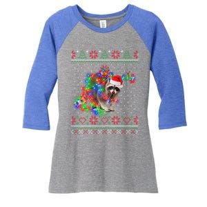 Raccoon Animal Ugly Sweater Christmas Puppy Animal Lover Cute Gift Women's Tri-Blend 3/4-Sleeve Raglan Shirt