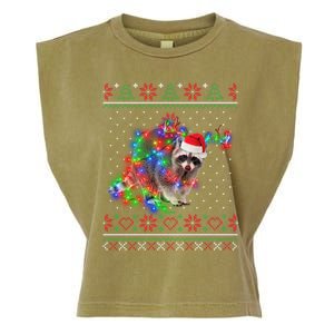 Raccoon Animal Ugly Sweater Christmas Puppy Animal Lover Cute Gift Garment-Dyed Women's Muscle Tee