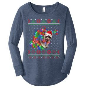 Raccoon Animal Ugly Sweater Christmas Puppy Animal Lover Cute Gift Women's Perfect Tri Tunic Long Sleeve Shirt