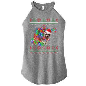 Raccoon Animal Ugly Sweater Christmas Puppy Animal Lover Cute Gift Women's Perfect Tri Rocker Tank