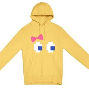 Retro Arcade Video Game Girl Ghost Halloween Ribbon Premium Pullover Hoodie