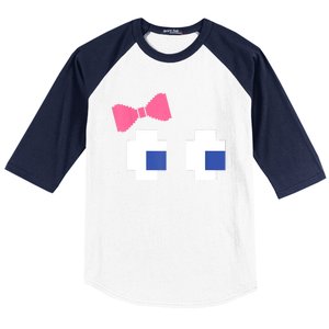 Retro Arcade Video Game Girl Ghost Halloween Ribbon Baseball Sleeve Shirt