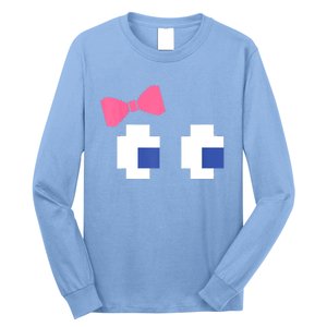 Retro Arcade Video Game Girl Ghost Halloween Ribbon Long Sleeve Shirt