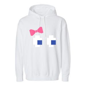 Retro Arcade Video Game Girl Ghost Halloween Ribbon Garment-Dyed Fleece Hoodie