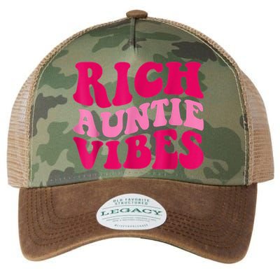 Rich Auntie Vibes Funny Aunt Saying Groovy Apparel Legacy Tie Dye Trucker Hat