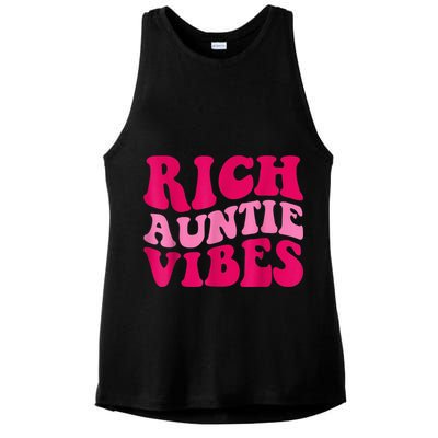 Rich Auntie Vibes Funny Aunt Saying Groovy Apparel Ladies PosiCharge Tri-Blend Wicking Tank