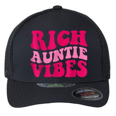Rich Auntie Vibes Funny Aunt Saying Groovy Apparel Flexfit Unipanel Trucker Cap