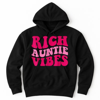 Rich Auntie Vibes Funny Aunt Saying Groovy Apparel Hoodie